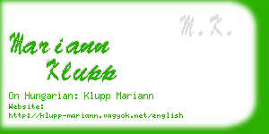 mariann klupp business card